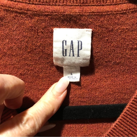Gap Mens pullover v neck all cotton medium weight sweater terracotta color L - Picture 2 of 7